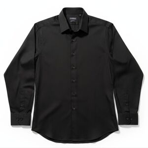 Van Heusen Wrinkle-Free Black Dress Shirt 18.5 36-37 Corporate Casual Academia
